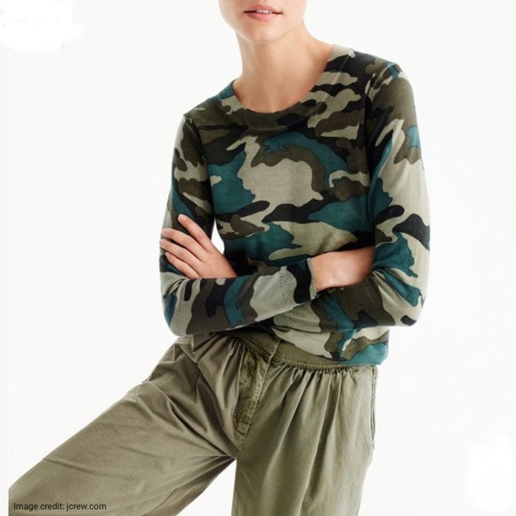 J Crew Merino wool Camo sweater NWOT - Picture 2 of 11